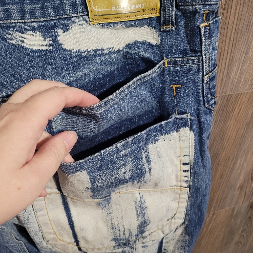 Vintage Y2K RAW BLUE Wide Leg Baggy Jeans 40x32 Paint Grunge Skater Streetwear - Picture 8 of 13
